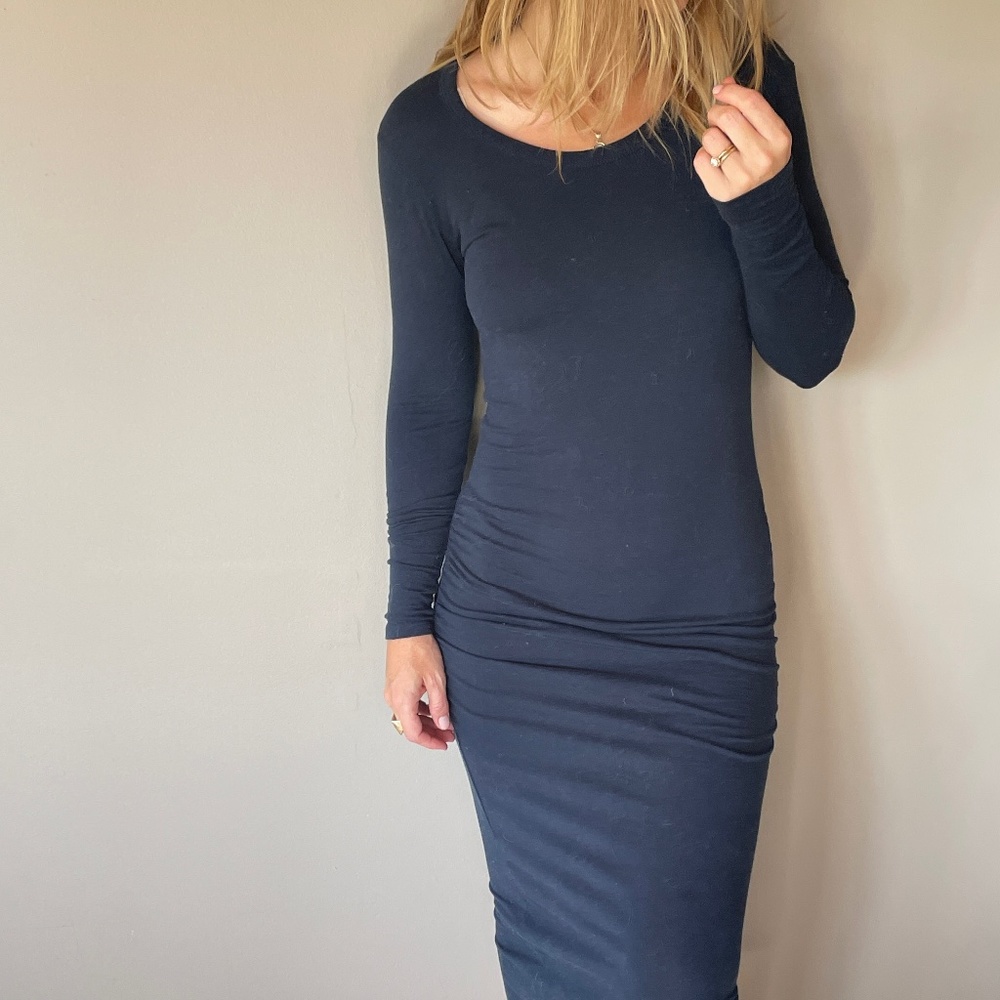 James Perse black stretch cotton dress